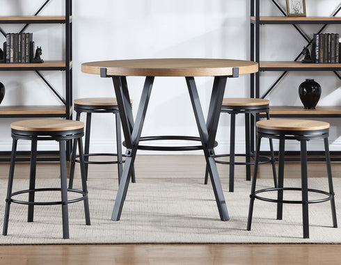Magnolia Black/Sand 5 Piece Round Counter Height Dining Set - WCC Furniture & Mattress Center Lafayette & Lake Charles