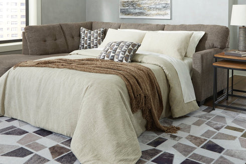 Mahoney Chocolate Full Sleeper Sectional w/ LAF Chaise - WCC Furniture & Mattress Center Lafayette & Lake Charles
