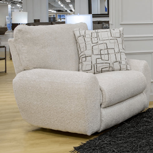 Maxwell Cream Power Lay Flat Recliner - WCC Furniture & Mattress Center Lafayette & Lake Charles