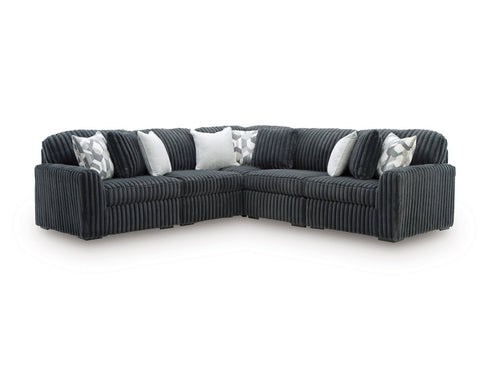 Midnight Madness L shaped Gunmetal Sectional - WCC Furniture & Mattress Center Lafayette & Lake Charles