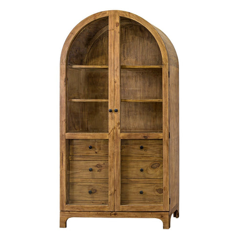 Mitchell Smooth Pecan Display Cabinet - WCC Furniture & Mattress Center Lafayette & Lake Charles