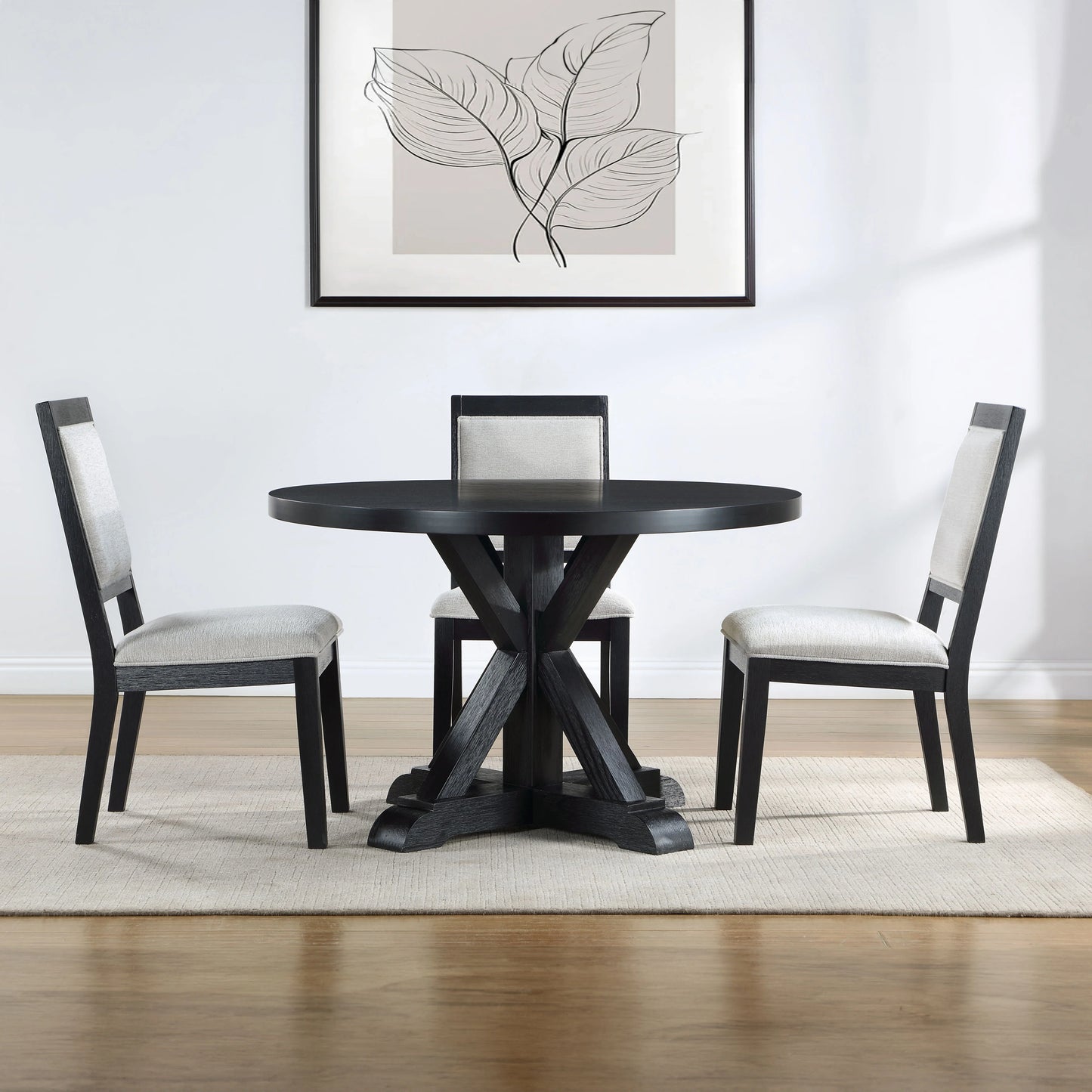 Molly 5 Piece Black Round Dining Set
