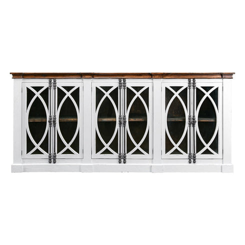 Pescara 6 Door Aged White/Tobacco Console - WCC Furniture & Mattress Center Lafayette & Lake Charles