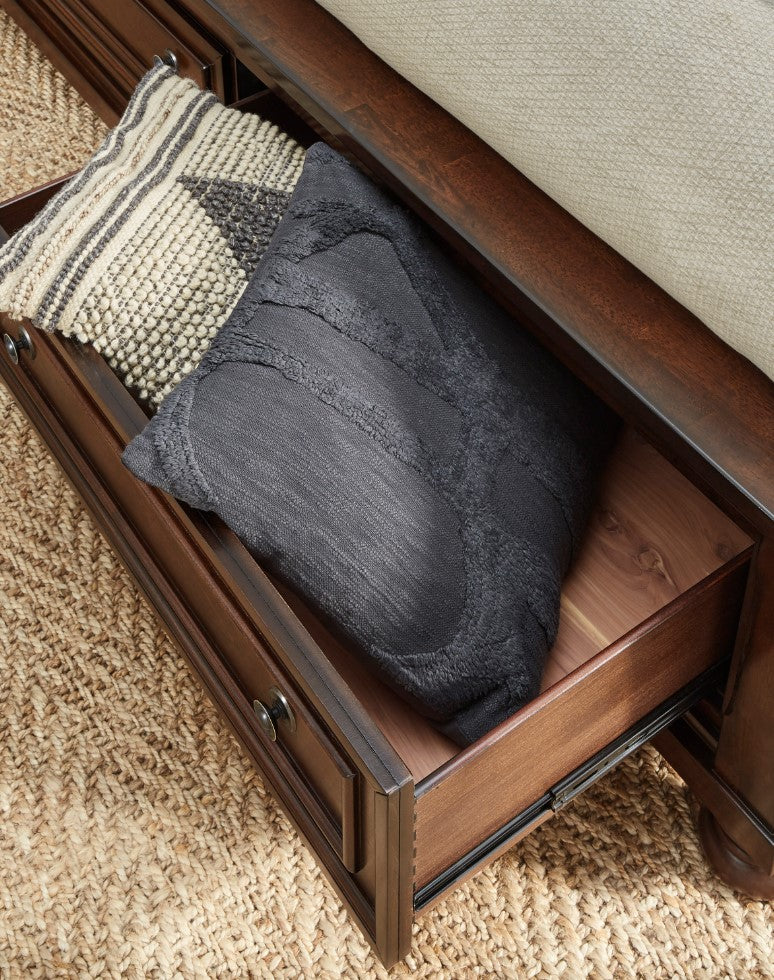 Porter Rustic Brown Queen Platform Storage Bed