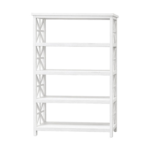 Powers Rubbed Aged White Bookcase - WCC Furniture & Mattress Center Lafayette & Lake Charles