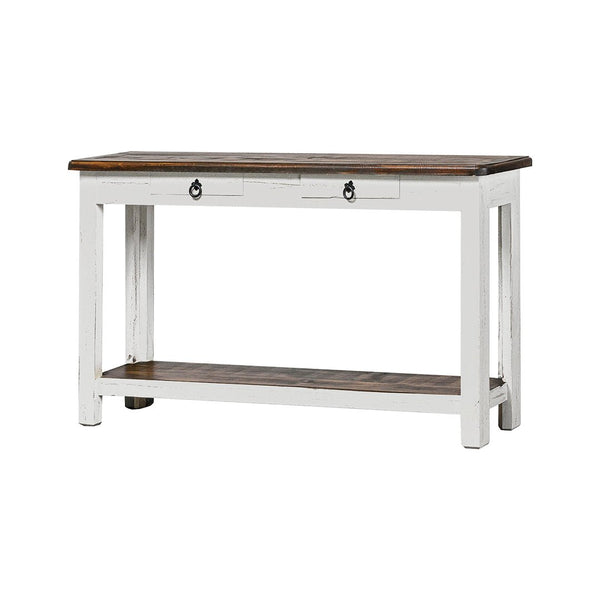 Promo Aged White Tobacco Top 2 Drawer Sofa Table - WCC Furniture & Mattress Center Lafayette & Lake Charles