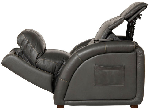 Reliever Gunmetal Power Lay Flat Recliner with Massage and Zero G Recline - WCC Furniture & Mattress Center Lafayette & Lake Charles