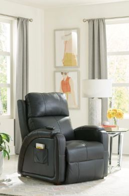 Reliever Gunmetal Power Lay Flat Recliner with Massage and Zero G Recline - WCC Furniture & Mattress Center Lafayette & Lake Charles