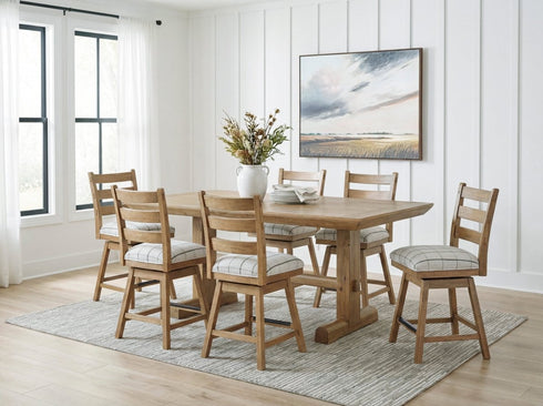Ridgester Light Brown 7 Piece Counter Height Dining Set - WCC Furniture & Mattress Center Lafayette & Lake Charles