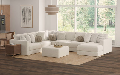 Ritzy Bone U - Shape Sectional w/ RAF Chaise - WCC Furniture & Mattress Center Lafayette & Lake Charles