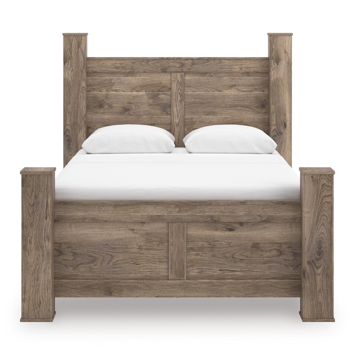 Ashley Furniture Rusticott Brown Queen Poster Bed, Dresser and Mirror