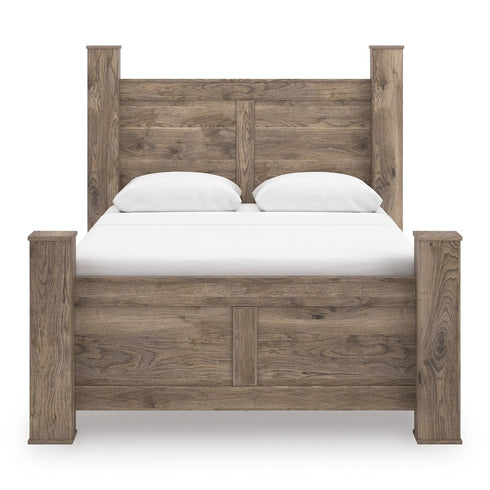 Rusticott Brown Poster Bed, Dresser & Mirror - WCC Furniture & Mattress Center Lafayette & Lake Charles