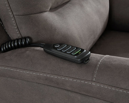 Snowfield Gunmetal Power Lift Recliner - WCC Furniture & Mattress Center Lafayette & Lake Charles