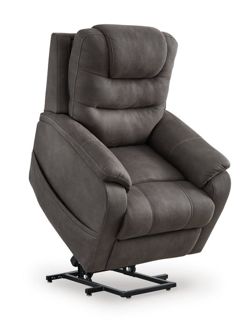 Snowfield Gunmetal Power Lift Recliner - WCC Furniture & Mattress Center Lafayette & Lake Charles