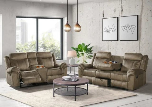 Sorrento Brown Reclining Sofa & Loveseat - WCC Furniture & Mattress Center Lafayette & Lake Charles