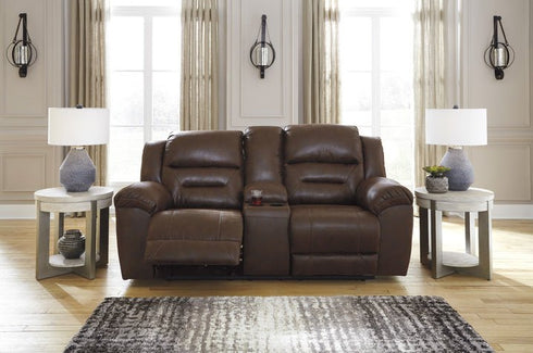 Stoneland Chocolate Reclining Sofa & Reclining Loveseat - WCC Furniture & Mattress Center Lafayette & Lake Charles