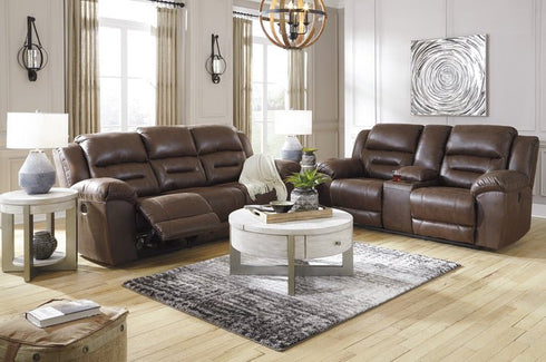 Stoneland Chocolate Reclining Sofa & Reclining Loveseat - WCC Furniture & Mattress Center Lafayette & Lake Charles
