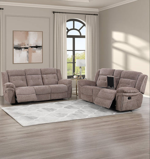 Sydney Brown Gliding Reclining Sofa & Loveseat - WCC Furniture & Mattress Center Lafayette & Lake Charles