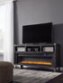 Todoe Gray TV Stand w/ Fireplace - WCC Furniture & Mattress Center Lafayette & Lake Charles