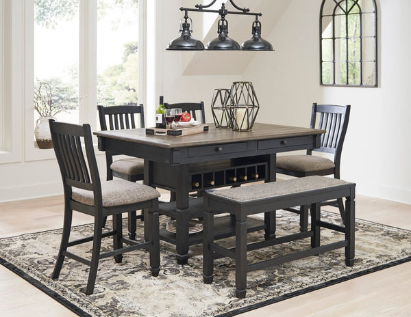 Tyler Creek Black/Gray 6 Piece Counter Height Dining Set - WCC Furniture & Mattress Center Lafayette & Lake Charles