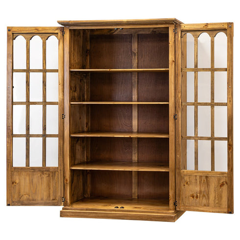 Walden Wheat 2 Glass Door Display Cabinet - WCC Furniture & Mattress Center Lafayette & Lake Charles