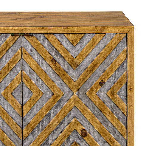 Westside Smooth Pecan with Silver 4 Door Console - WCC Furniture & Mattress Center Lafayette & Lake Charles