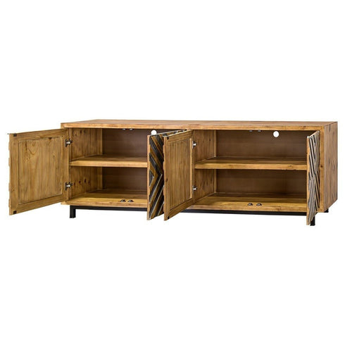 Westside Smooth Pecan with Silver 4 Door Console - WCC Furniture & Mattress Center Lafayette & Lake Charles