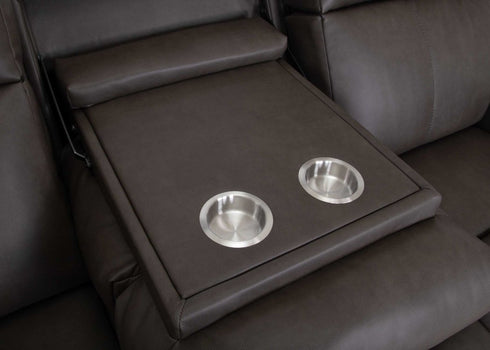 Winston Detroit Smoke Power Reclining Sofa w/ Drop Down Table - WCC Furniture & Mattress Center Lafayette & Lake Charles