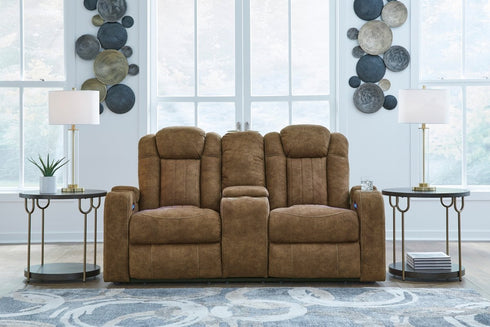 Wolfridge Brindle PWR Reclining Loveseat w/ ADJ Headrest - WCC Furniture & Mattress Center Lafayette & Lake Charles