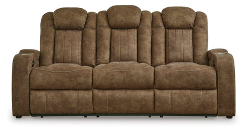 Wolfridge Brindle PWR Reclining Sofa w/ ADJ Headest - WCC Furniture & Mattress Center Lafayette & Lake Charles