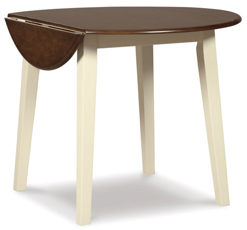 Woodanville White/Brown 5 Piece Round Drop Leaf Dining Set - WCC Furniture & Mattress Center Lafayette & Lake Charles
