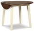 Woodanville White/Brown 5 Piece Round Drop Leaf Dining Set - WCC Furniture & Mattress Center Lafayette & Lake Charles