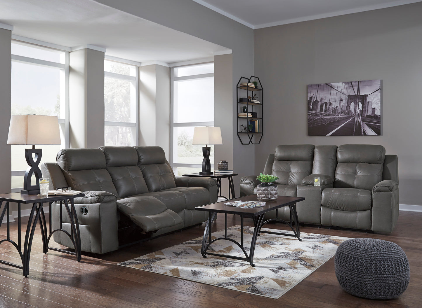 Jesolo Gray Reclining Sofa/Couch & Reclining Loveseat