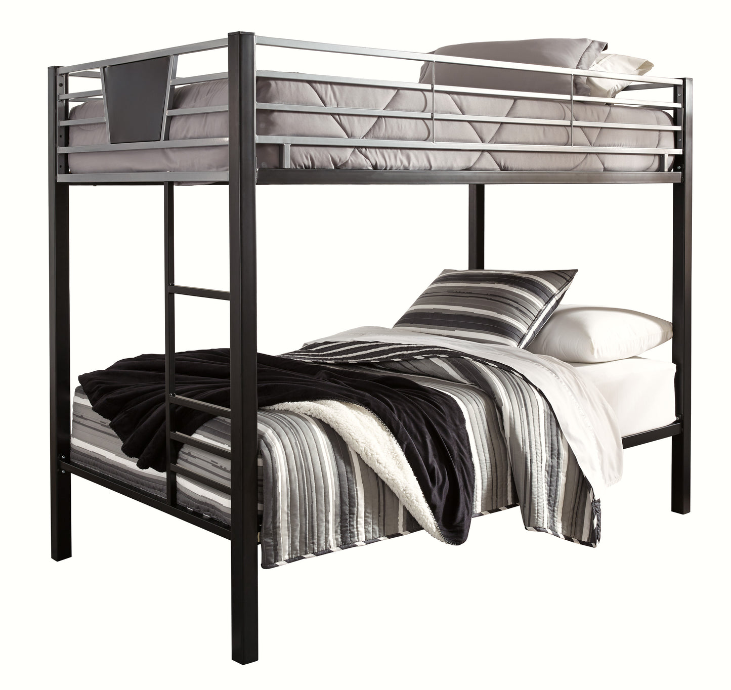 Dinsmore Black/Gray Twin/Twin Bunk Bed w/Ladder