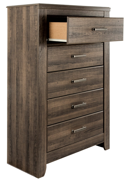 Juararo Dark Brown Five Drawer Chest