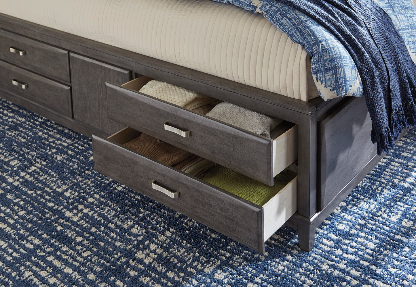 Caitbrook Gray King Platform Storage Bed