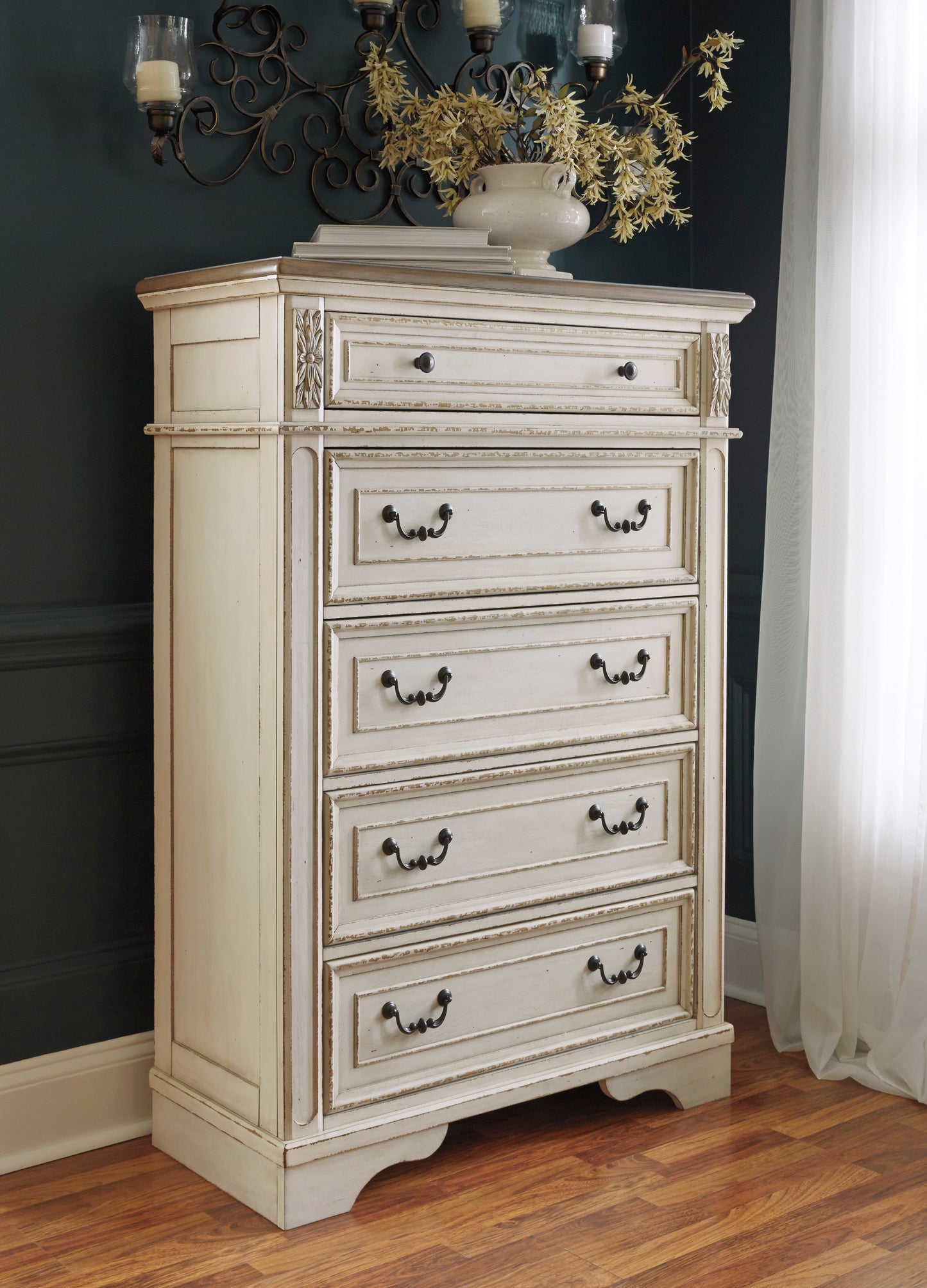 Realyn Two-tone Five Drawer Chest