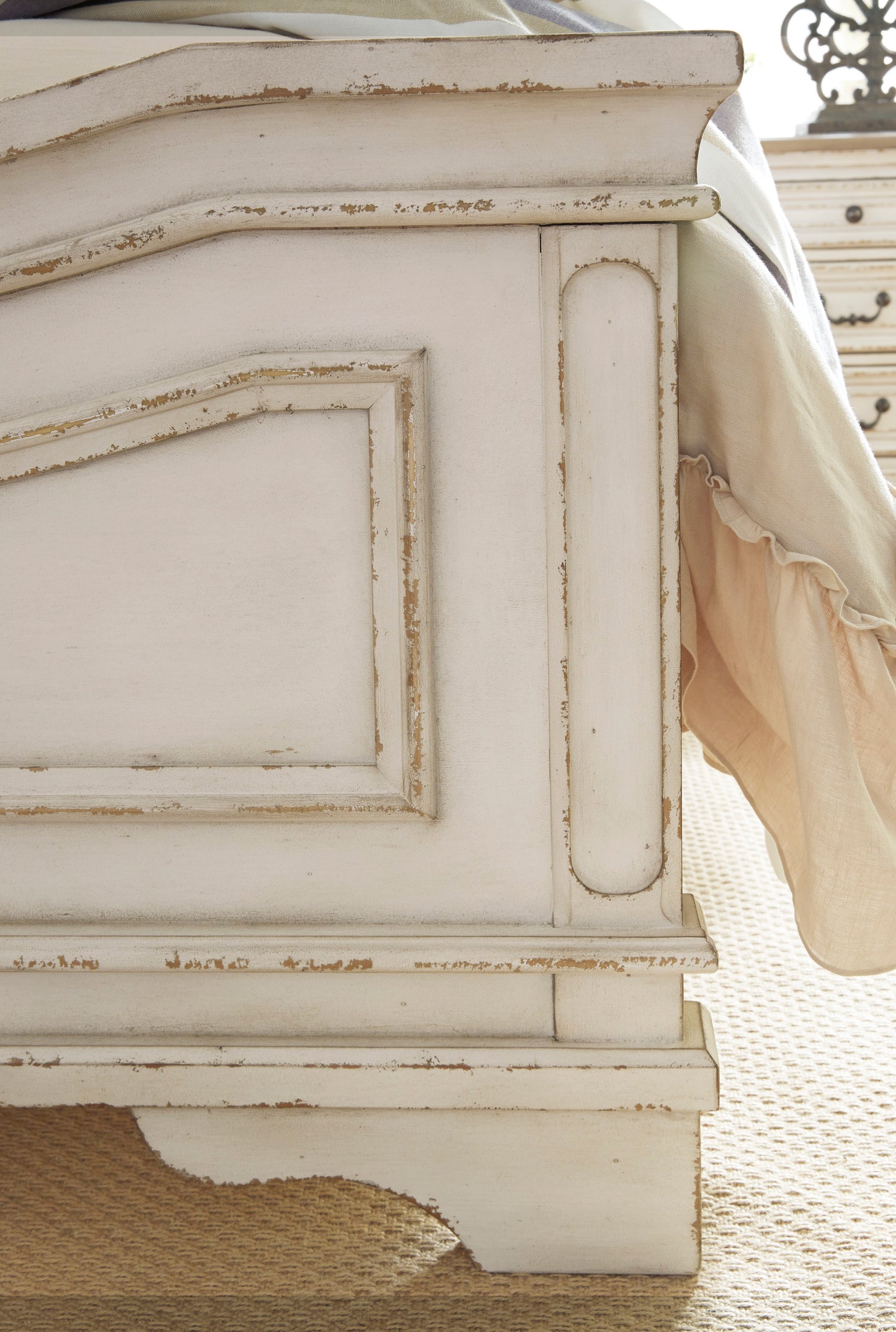 Realyn Upholstered Panel Bed, Dresser & Mirror