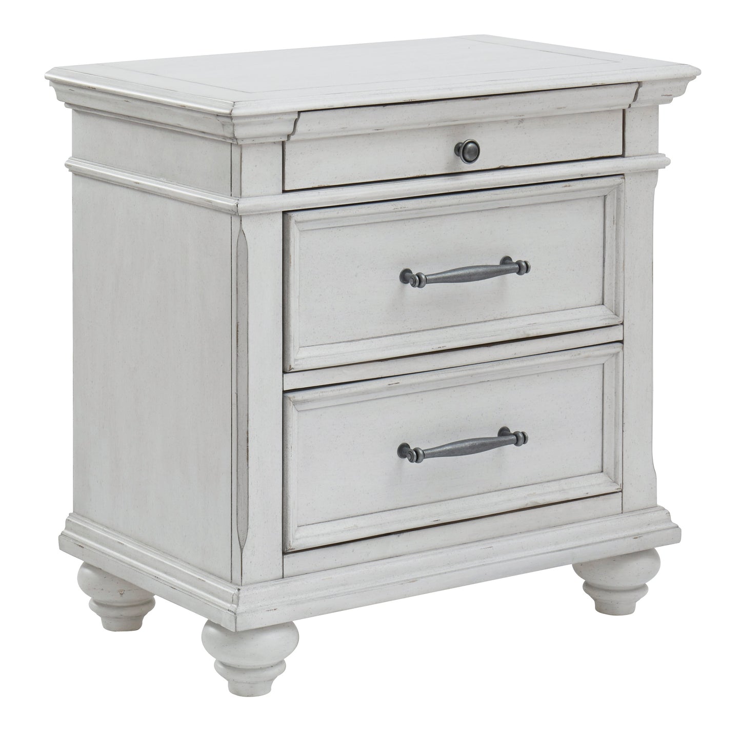 Kanwyn Whitewash Three Drawer Night Stand