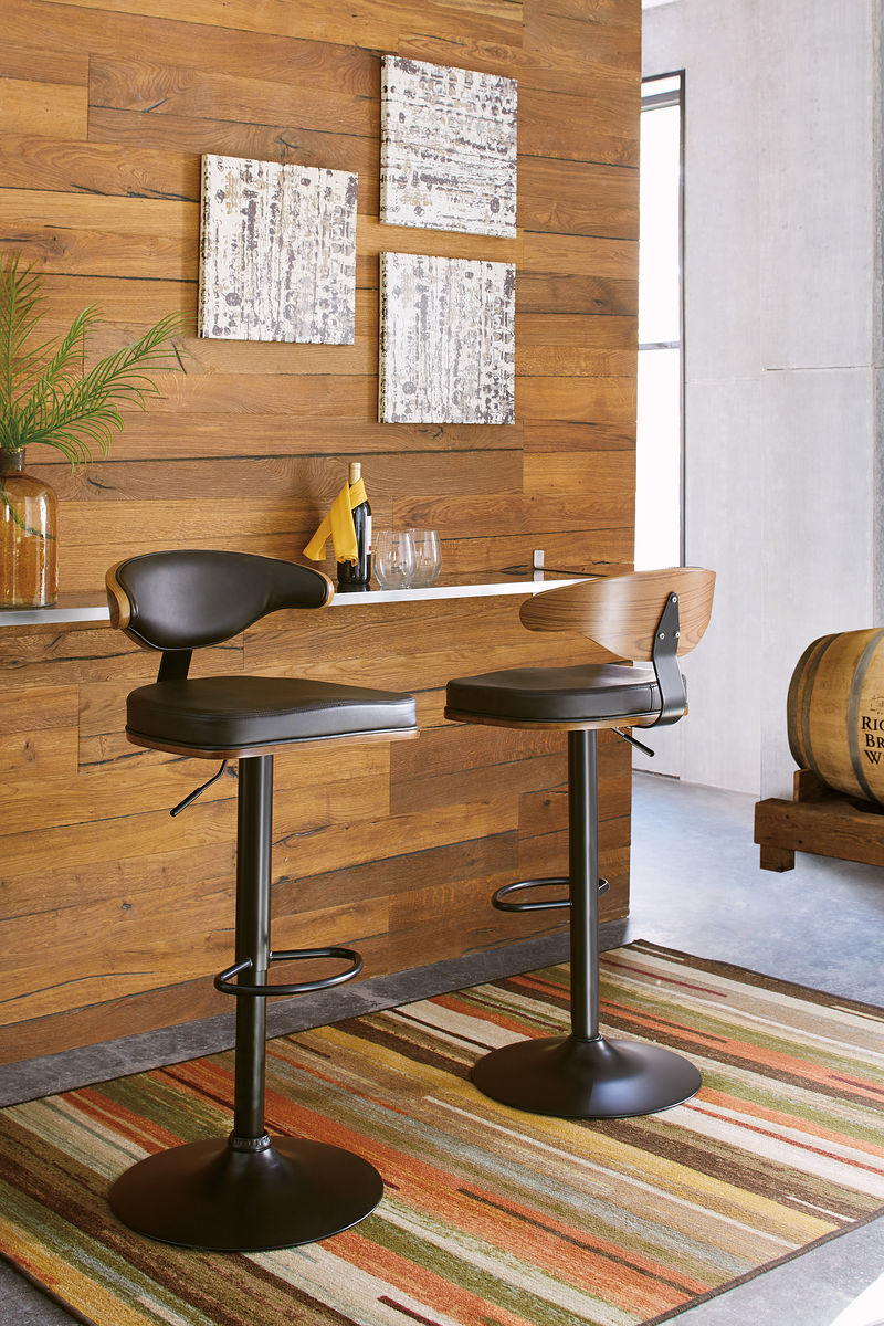 Bellatier Brown/Black Tall UPH Swivel Barstool (Set of 2)