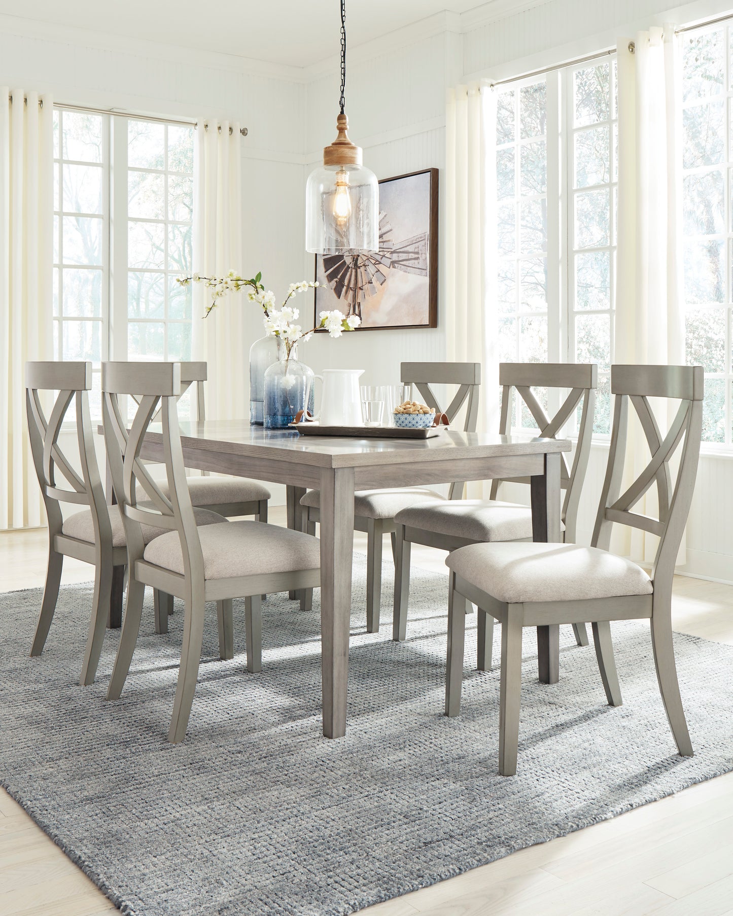 Parellen Gray 7 Piece Dining Set