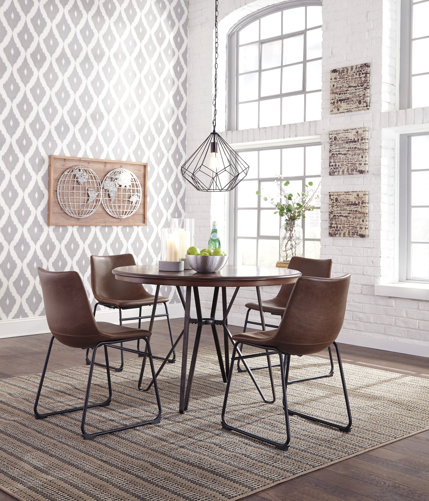 Centiar Two-tone Brown 5 Piece Round Dining Set