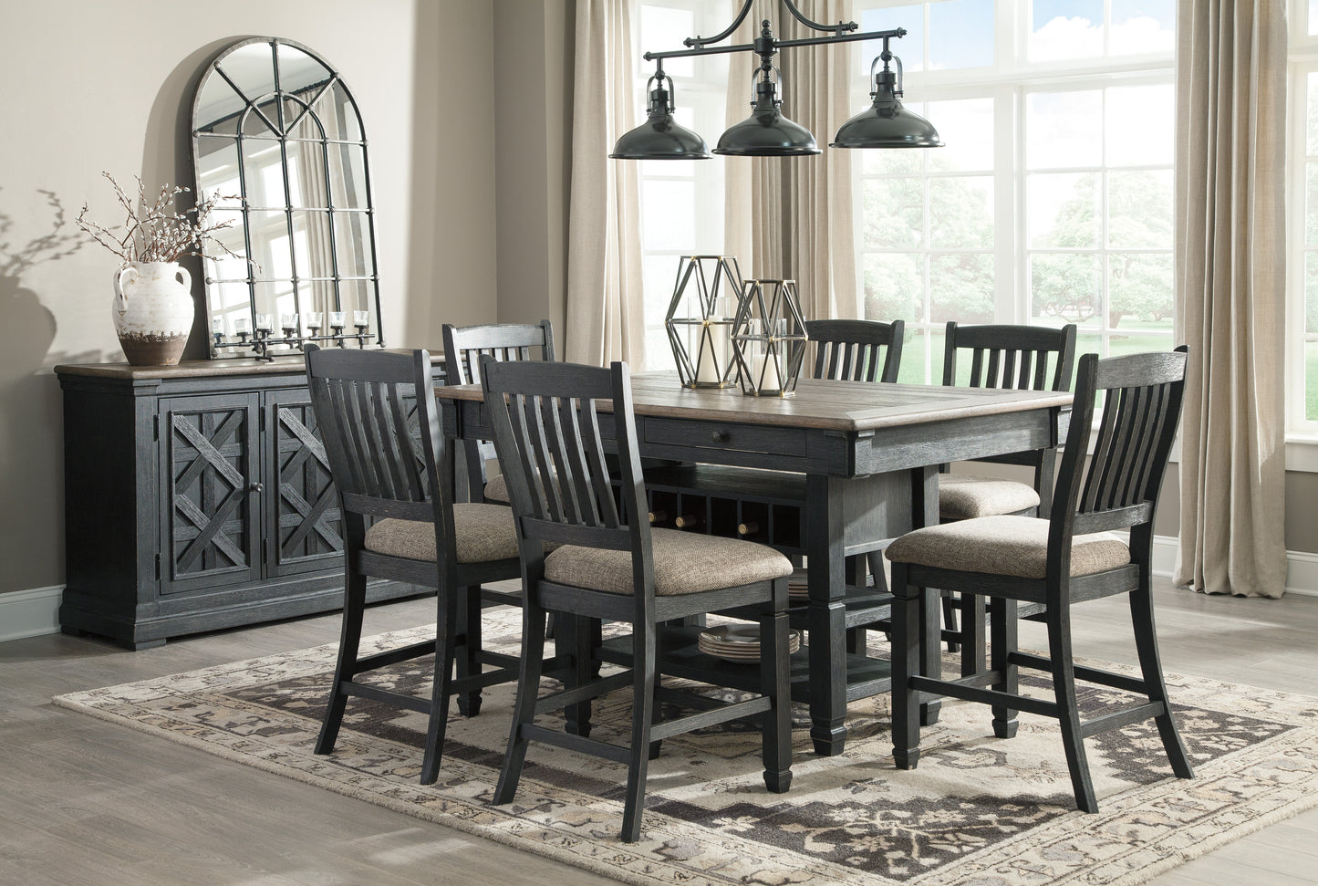 Tyler Creek Black/Gray 7 Piece Counter Height Dining Set