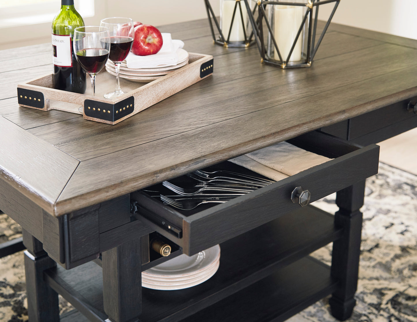 Tyler Creek Black/Gray 7 Piece Counter Height Dining Set