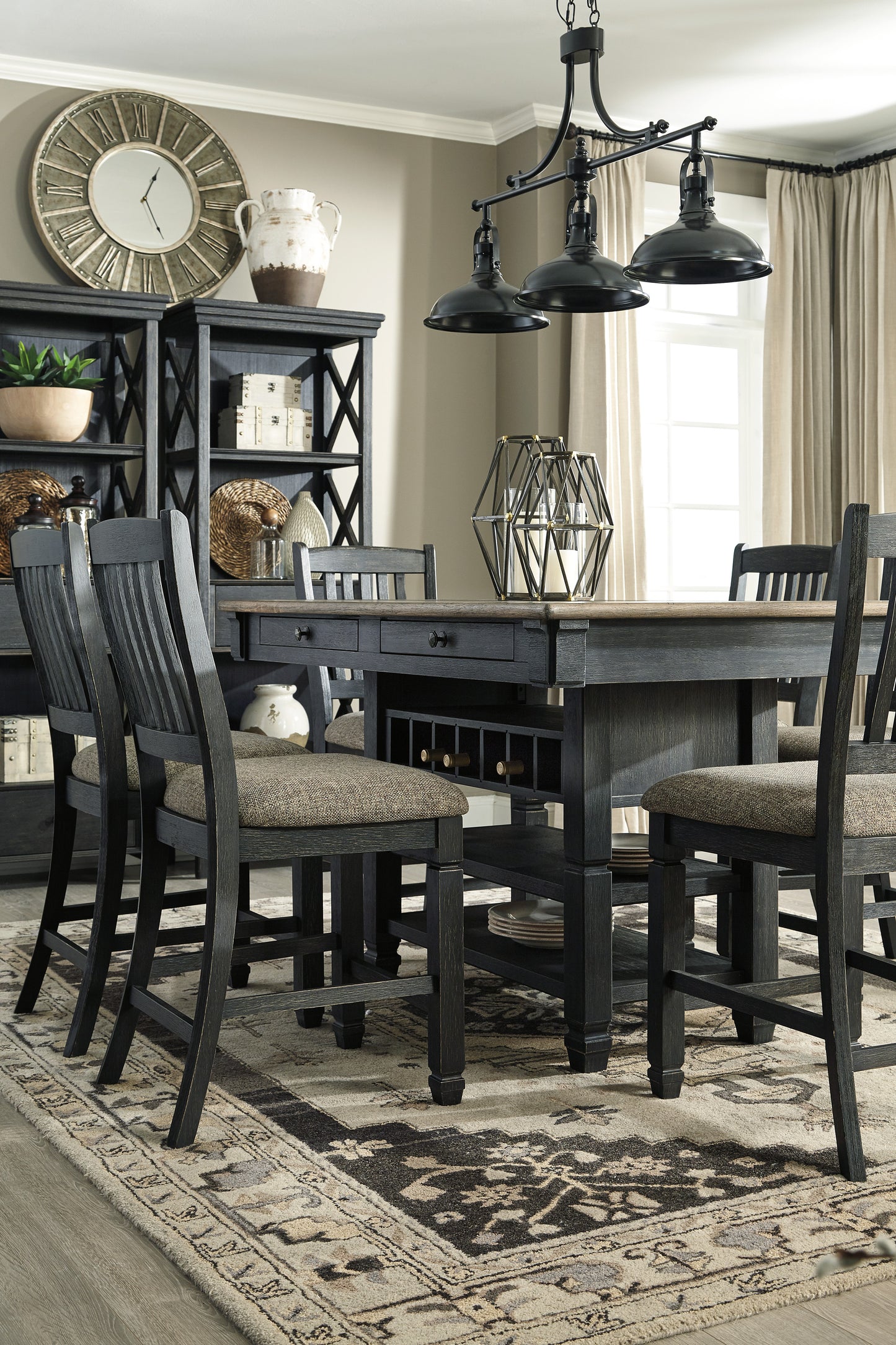 Tyler Creek Black/Gray 7 Piece Counter Height Dining Set