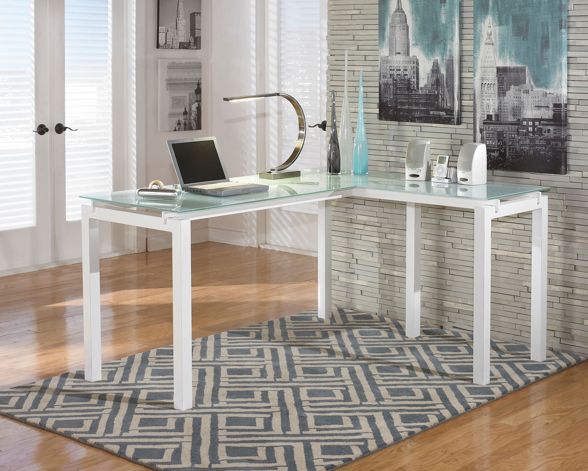 Baraga White L-Desk