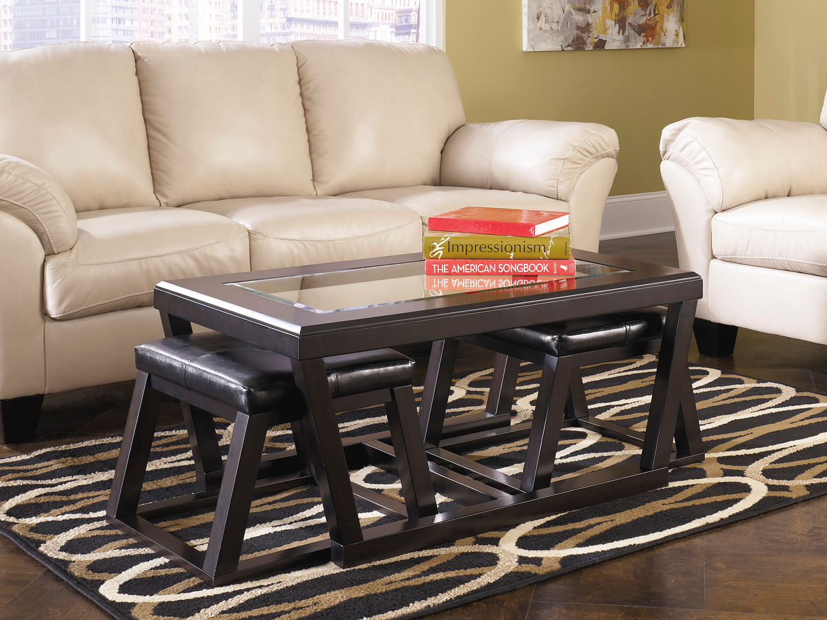 Kelton Espresso Cocktail Table with 2 Stools