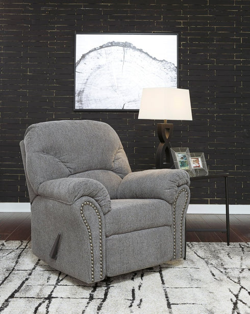 Allmaxx Pewter Rocker Recliner - WCC Furniture & Mattress Center Lafayette & Lake Charles