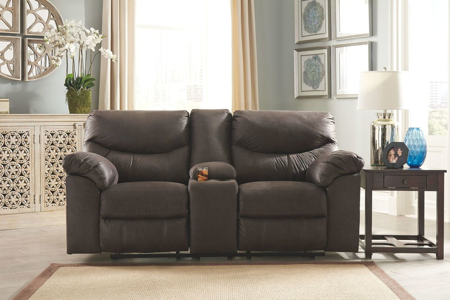 Boxberg Teak Double Rec Loveseat w/Console