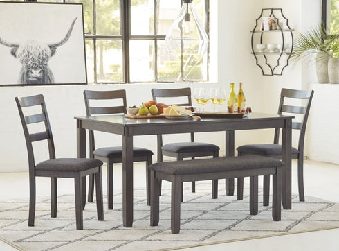 Bridson Gray 6 Piece Rectangular Table Set - WCC Furniture & Mattress Center Lafayette & Lake Charles
